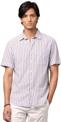 Celio Men Striped Casual White Shirt