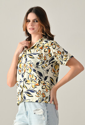 FUBACK Women Floral Print Casual Multicolor Shirt