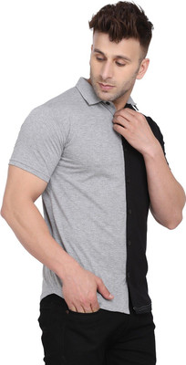 BEYOU FASHION Men Solid Formal Silver, Black Shirt