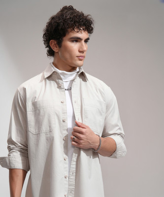 HIGHLANDER Men Solid Casual Grey Shirt