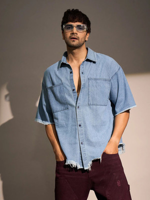 FUGAZEE Men Solid Casual Blue Shirt
