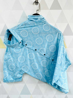 SHFASHION Men Printed Casual Blue, White Shirt