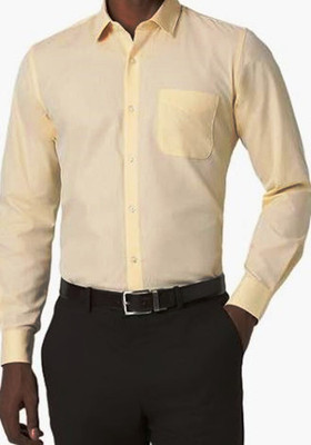 A rry Men Solid Formal Cream Shirt
