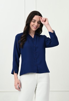 FUNDAY FASHION Women Solid Casual Blue Shirt