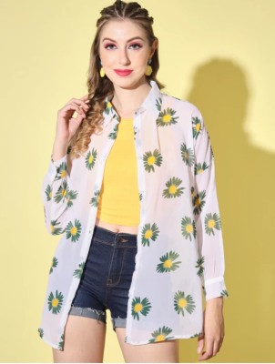 NewWear Women Printed Casual Green, White, Yellow Shirt