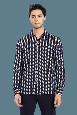 Feb ISUEL Men Solid Casual Black, White Shirt