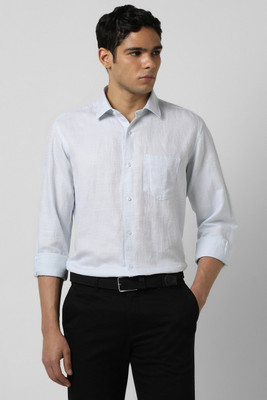 VAN HEUSEN Men Self Design Formal Light Blue Shirt