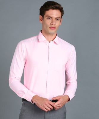 Bruttlyn Men Solid Formal Pink Shirt