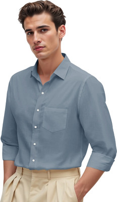 FR Men Solid Formal Blue Shirt