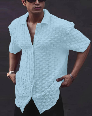 Ladli Trends Men Self Design Casual Blue Shirt