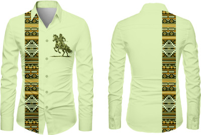 VMENTERPRISE Men Printed Casual Green Shirt
