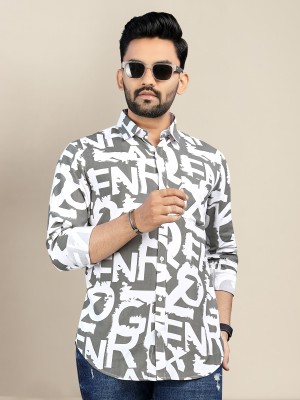 METRONAUT Men Printed Casual Grey Shirt