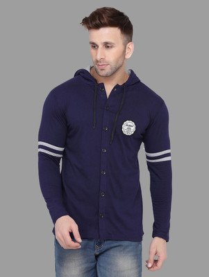 Trendfull Men Color Block Casual Dark Blue Shirt