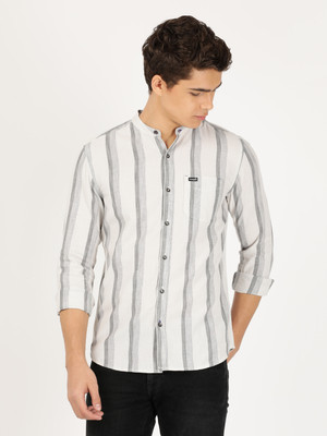Wrangler Men Striped Casual Grey Shirt