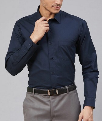 AVOLT Men Solid Formal Blue Shirt