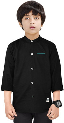 Paper Crane Boys Solid Casual Black Shirt