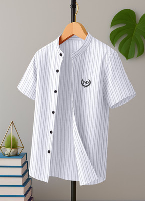 MAHITAG Boys Embroidered Casual Black Shirt