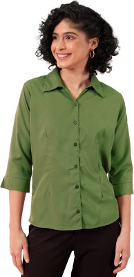 Aloof Women Solid Casual Light Green Shirt