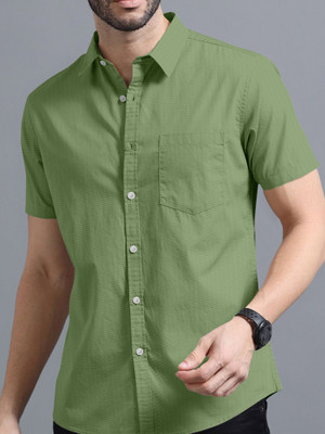 VTEXX Men Solid Casual Light Green Shirt