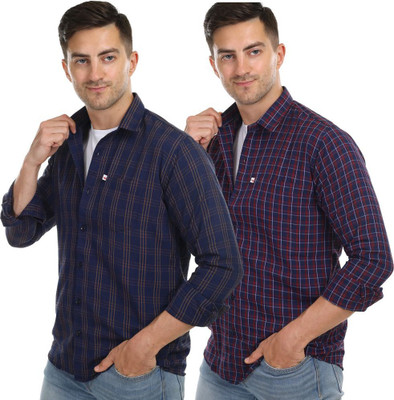VK WINTER WEAR Men Striped Casual Brown, Red Shirt