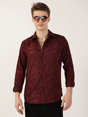 THOMAS SCOTT Men Printed Casual Maroon Shirt