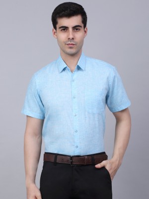 JAINISH Men Self Design Formal Light Blue Shirt