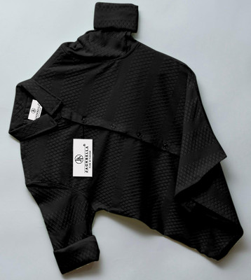 JACKBELLA Men Self Design Casual Black Shirt