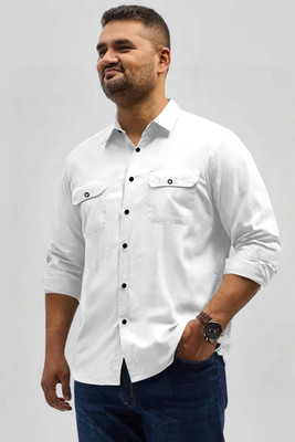 js studio Men Self Design Casual White Shirt