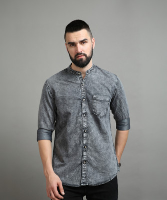 CHEEBA Men Printed Casual Grey Shirt
