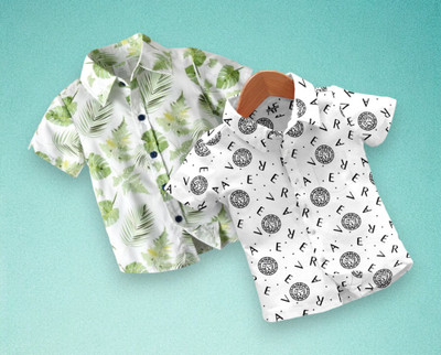 RAVYA TRENDZ Boys Printed, Striped Casual Multicolor Shirt(Pack of 2)