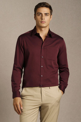 LOUIS PHILIPPE Men Solid Formal Maroon Shirt