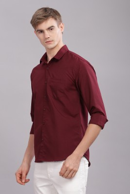 Dijuca Med Men Solid Casual Maroon Shirt