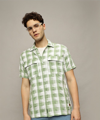 Roadster Men Checkered Casual Green Shirt