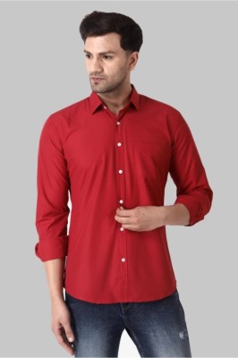 GreenFlair Men Solid Casual Red Shirt