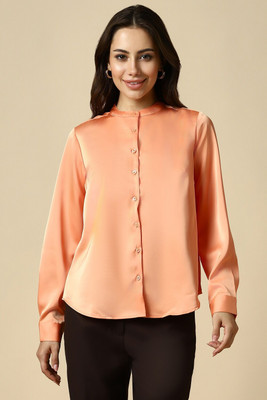 Allen Solly Women Solid Formal Orange Shirt