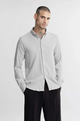 Snitch Men Solid Formal Grey Shirt
