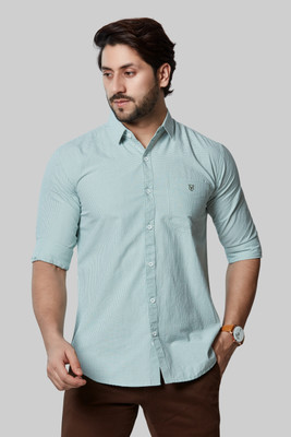 Blacklogy Men Checkered Formal Blue Shirt
