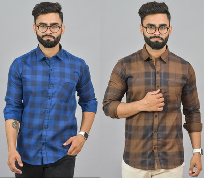 Hems trends Men Checkered Formal Multicolor Shirt(Pack of 2)