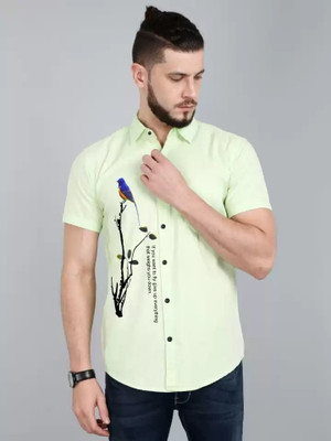 Shiv Enterprise Men Solid Casual Cream Shirt