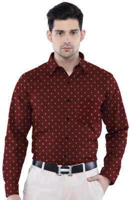 Binayak Men Printed Casual Red Shirt