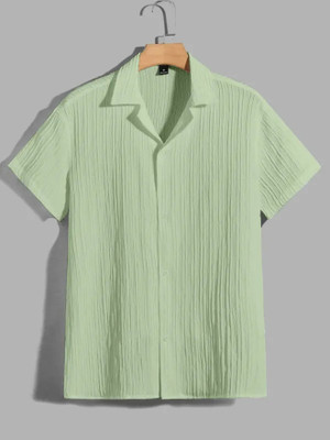 Solbiza Men Self Design Casual Light Green Shirt
