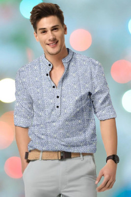 Style Grove Men Printed Casual Purple Shirt