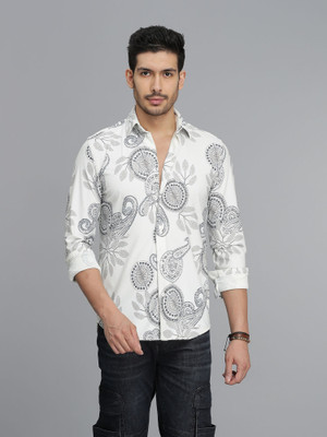 ROOKIES Men Printed Casual Beige Shirt