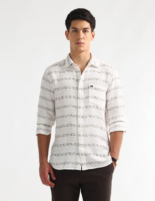 Arrow Sport Men Striped Casual White Shirt
