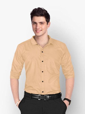 STONEBERG Men Solid Formal Beige Shirt