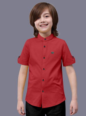 MAHITAG Boys Solid Casual Red Shirt