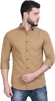 AIDAN PAUL Men Solid Casual Beige Shirt