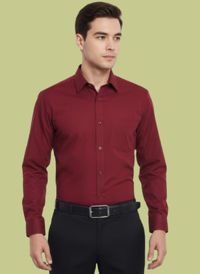 Super Weston Men Solid Formal Maroon Shirt