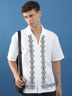 HIGHLANDER Men Printed Casual White Shirt