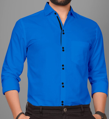 Voroxy Men Solid Formal Light Blue Shirt
